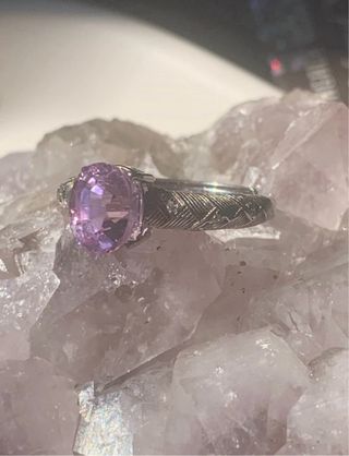 Anillo Plata Kunzita Rosa Talla Ovalada