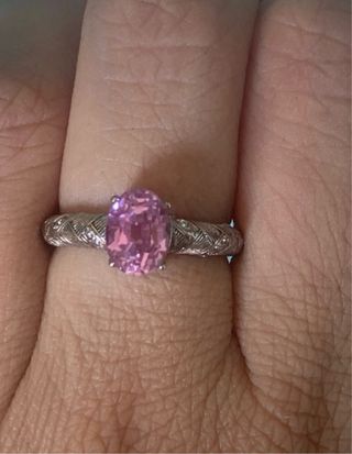Anillo Plata Kunzita Rosa Talla Ovalada