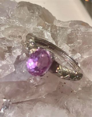 Anillo Plata Kunzita Rosa Talla Ovalada
