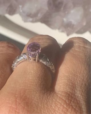 Anillo Plata Kunzita Rosa Talla Ovalada