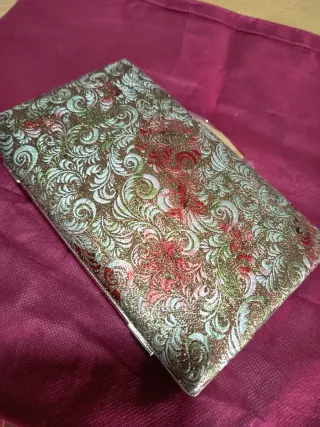 Bolso de mano fiesta elegante dorado y rojo