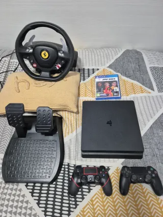 Pacchetto PS4 Slim Nero + Volante F1 + Gioco F1