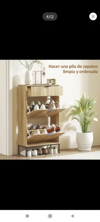 Zapatero estrecho 2 puertas 1 cajón