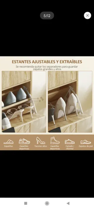 Zapatero estrecho 2 puertas 1 cajón