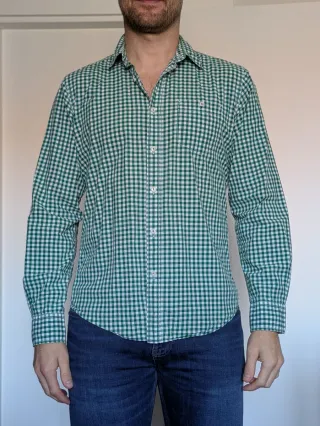 Camisa de cuadros verde y blanca Talla M-L