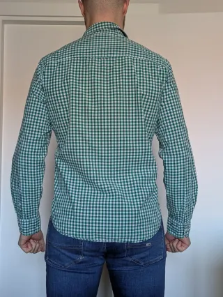 Camisa de cuadros verde y blanca Talla M-L