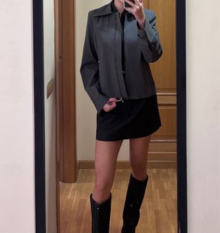 Chaqueta gris rayas cremallera nueva