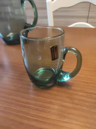 Jarra y 2 Vasos Cristal Verde