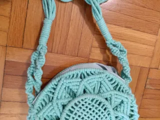 Bolso Macramé Verde Agua
