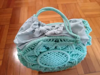 Bolso Macramé Verde Agua