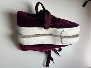 Zapatillas terciopelo burdeos plataforma