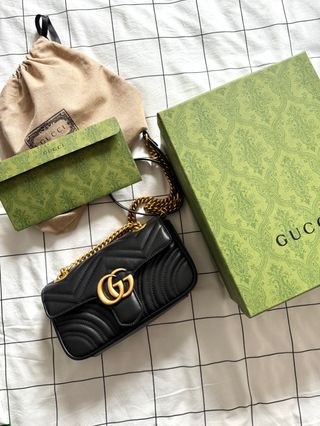 Borsa Gucci GG Marmont Nero Dorato