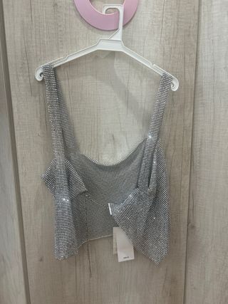 Top Brillante Espalda Descubierta Sin estrenar