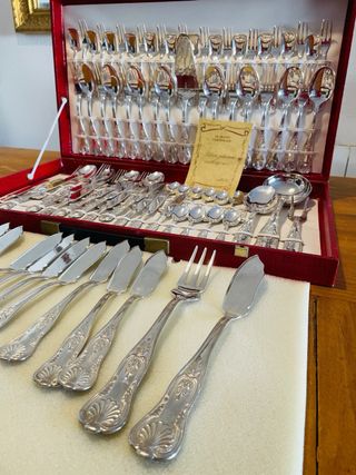 Set di posate antiche in argento AR800, 90 pezzi