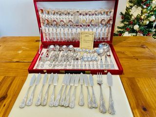 Set di posate antiche in argento AR800, 90 pezzi