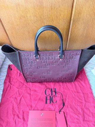 Bolso Carolina Herrera Vendome Marrón/Burdeos