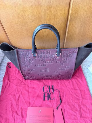 Bolso Carolina Herrera Vendome Marrón/Burdeos