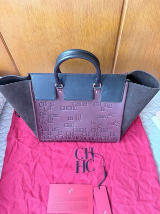 Bolso Carolina Herrera Vendome Marrón/Burdeos