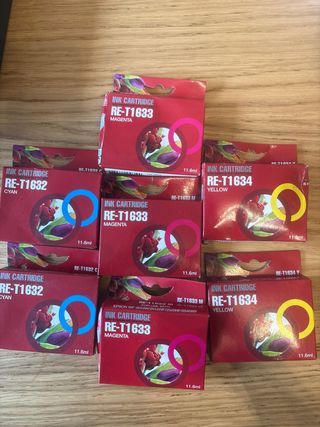 Lote 7 cartuchos tinta Epson T1633, T1632, T1634