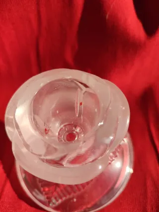 2 Candelabri in Vetro Rosa Fiore