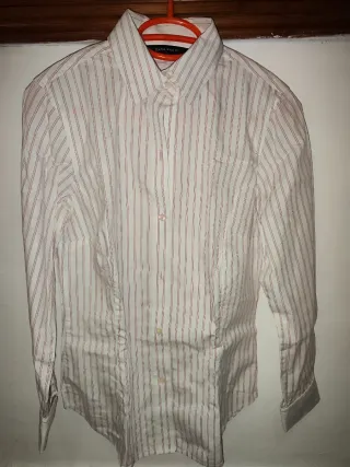 Camisa Zara Rayas Rojas y Blancas Talla M