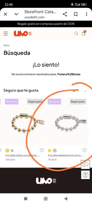 Pulsera Uno de 50 Plata