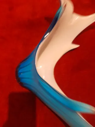 Centro de Mesa Cristal Murano Azul y Blanco