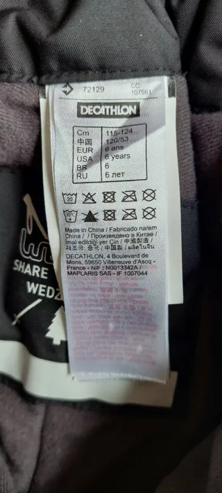 Pantalón sci infantile Decathlon 6 anni. Nuovo
