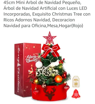 Albero di Natale 45cm con Luci LED e Decorazioni