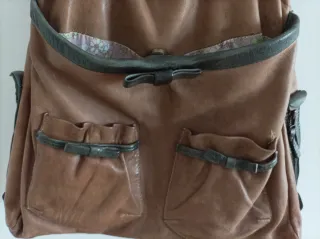 Bolso piel marrón y verde