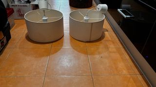 2 Lampade da soffitto beige in tessuto