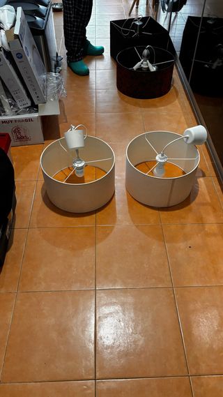 2 Lampade da soffitto beige in tessuto