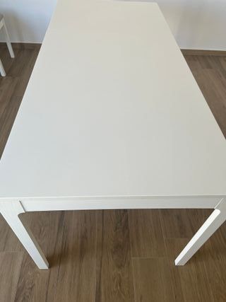 Mesa Extensible Blanca Pata Deslizante 120-180x80