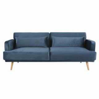 Sofá Cama Terciopelo Azul 3 Plazas