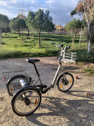 Bicicleta triciclo con cesta