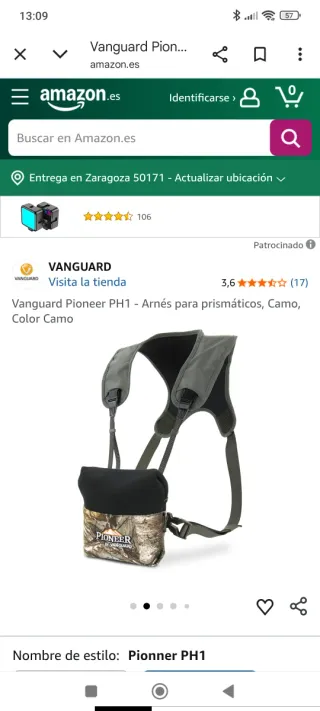 Arnés prismáticos Pioneer Vanguard camuflaje