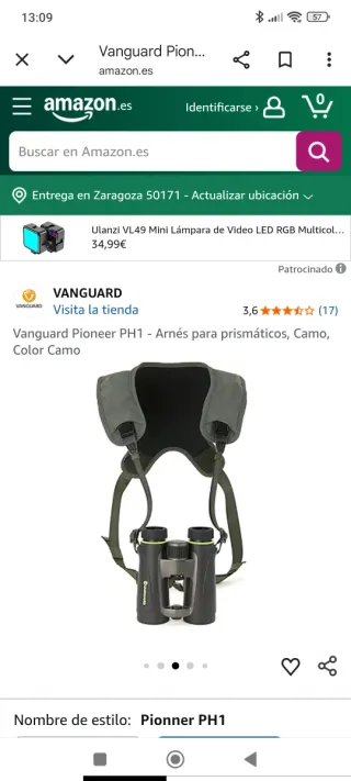 Arnés prismáticos Pioneer Vanguard camuflaje