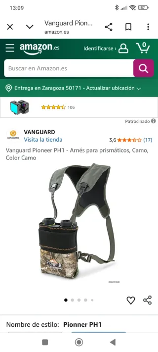 Arnés prismáticos Pioneer Vanguard camuflaje