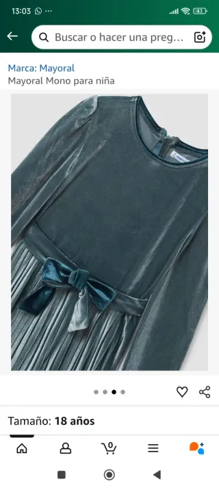 Mono terciopelo verde talla 10 años.   MAYORAL