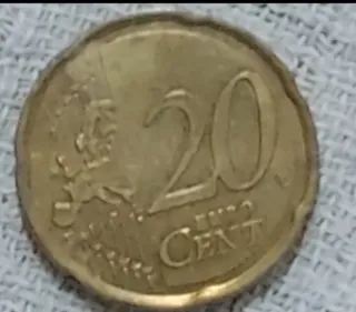 Malta 20 céntimos 2008 con estrella F,