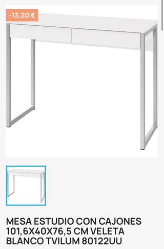 Escritorio estudio con cajones blanco y metal