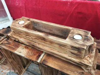 Centrotavola portacandela in legno rustico