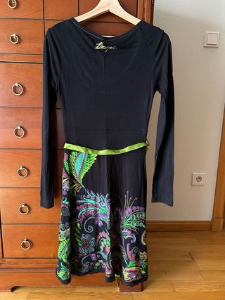 Vestido Desigual Negro Multicolor