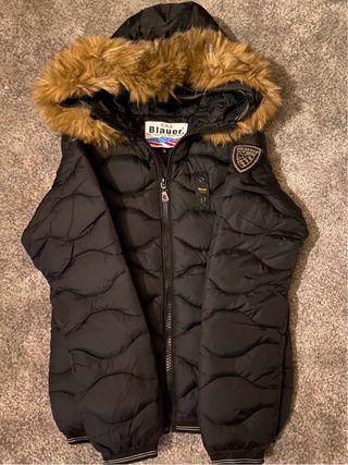 Blauer Giubbotto Nero con Cappuccio e Pelliccia