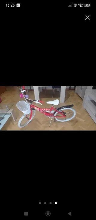 Bicicleta Minnie 20 rossa con puntini bianchi