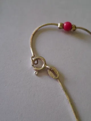 Bracciale Argento 925 con Perline Rosa