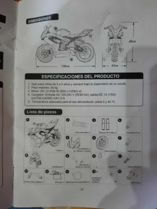 Moto infantil eléctrica