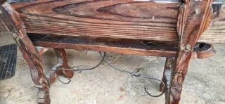 Banco antiguo madera tallado a mano