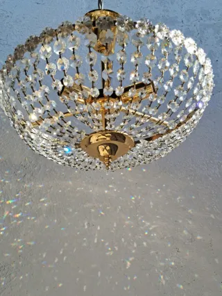 Lámpara de cristal dorada Roca