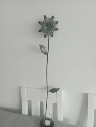 Decorazione per candele con fiore in metallo e vetro